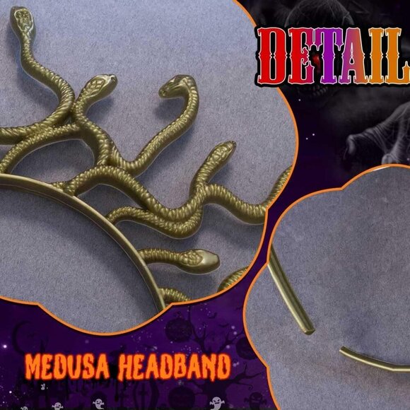 Medusa Snake Headpiece Gold Snake Headband Halloween Festival Hair Accessory